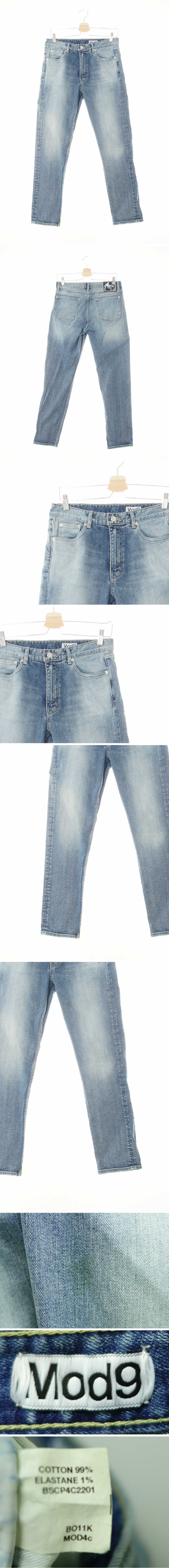 모드나인 중청 데님 워싱미들라이즈스키니진