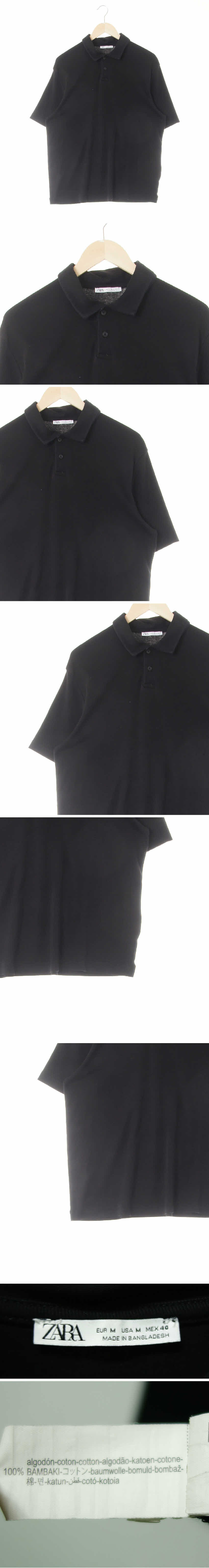 자라 스트레치반팔카라티 자라 블랙 면 스트레치반팔카라티