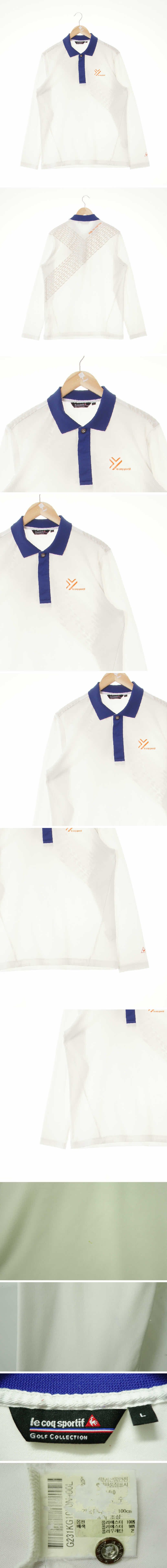 르꼬끄골프 배색카라사선디파인저지카라티 르꼬끄골프 화이트 프린팅 배색카라사선디파인저지카라티