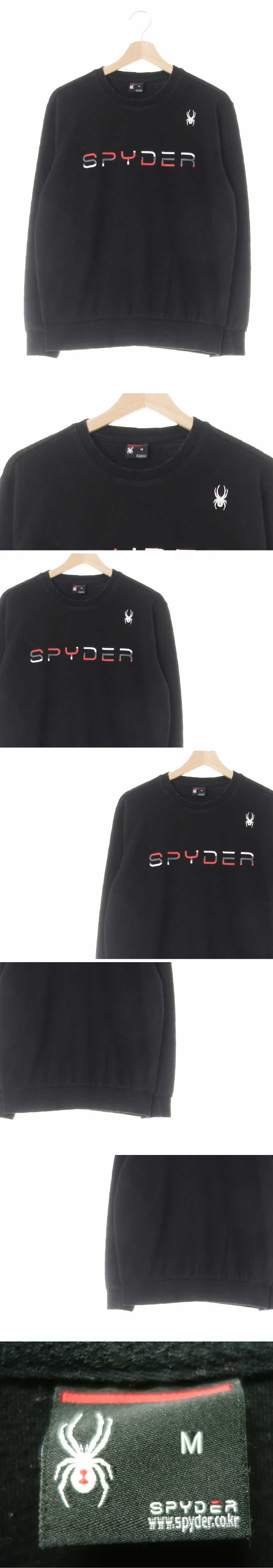 스파이더 레드포인트맨투맨 스파이더 블랙 면혼방 레드포인트맨투맨
