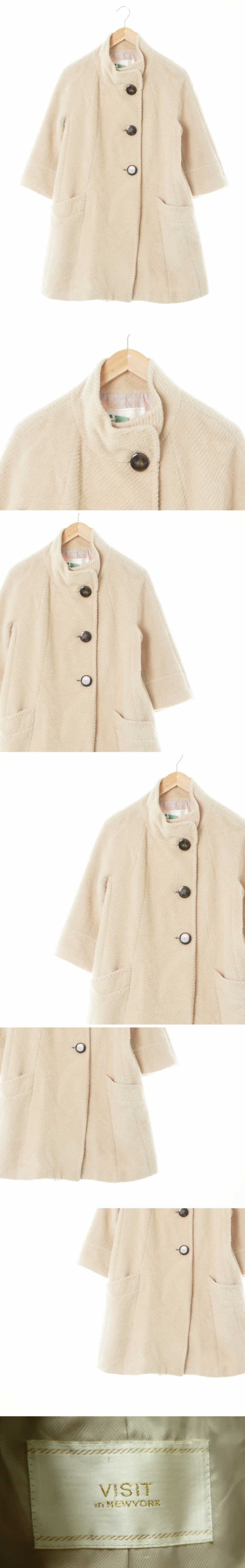 visit 하이넥7부롱코트 visit 다크웜아이보리 울혼방 하이넥7부롱코트