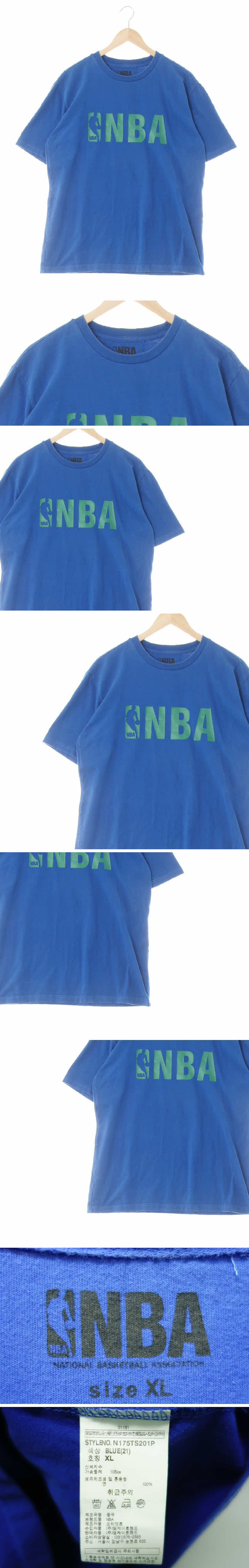 NBA 그린빅로고라운드반팔티 NBA 블루 면 그린빅로고라운드반팔티