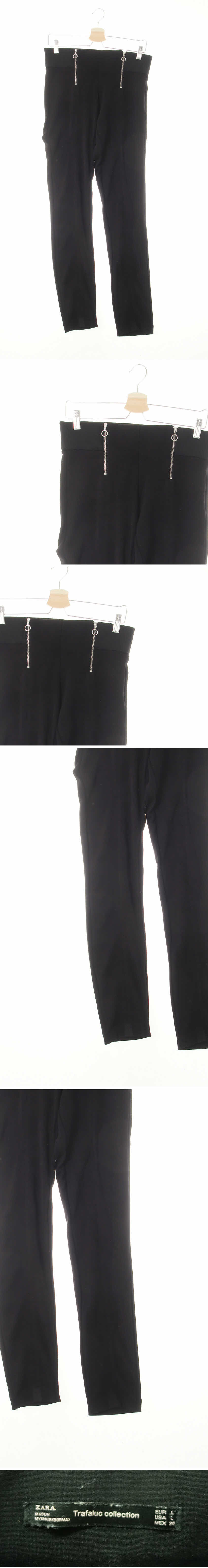 자라 블랙 더블지퍼절개라인레깅스핏팬츠