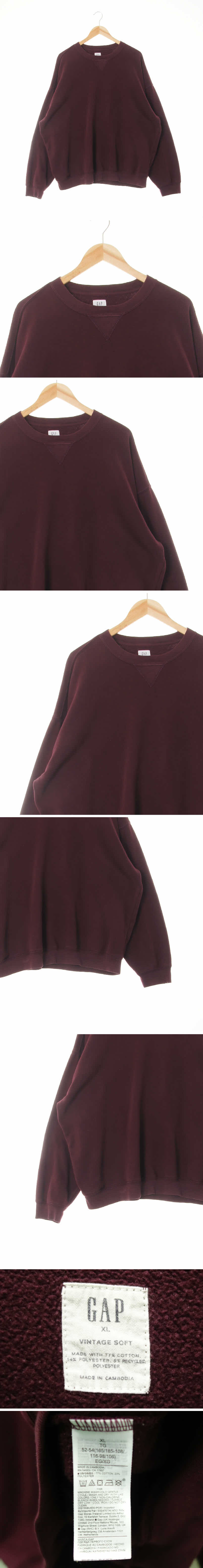 gap 커버스티치루즈스웨트셔츠 gap 버건디 면혼방 커버스티치루즈스웨트셔츠