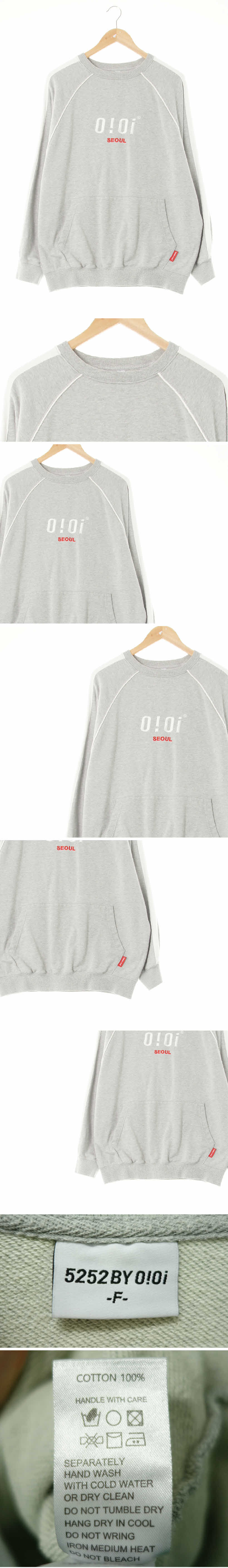 oioi 나그랑화이트라인맨투맨 oioi 그레이 면 나그랑화이트라인맨투맨