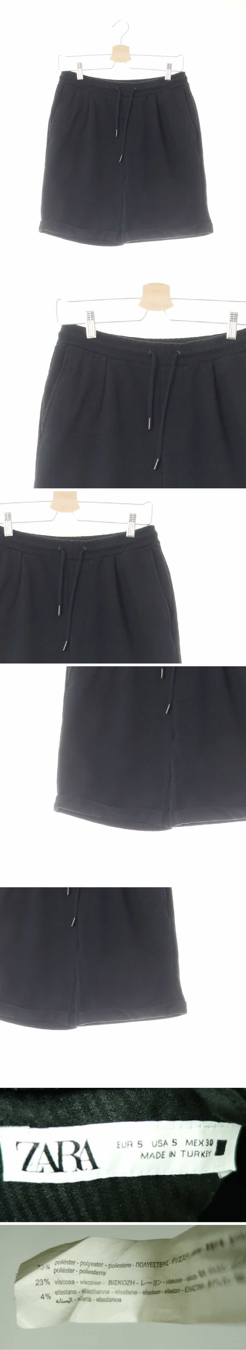 자라 롤업핀턱하프팬츠 자라 블랙 비스코스혼방 롤업핀턱하프팬츠