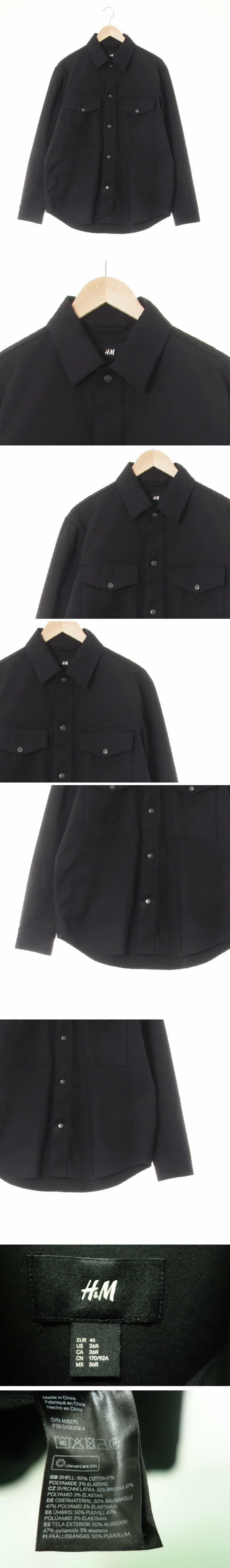 h&m 모던빅포켓셔츠형자켓 h&m 블랙 면혼방 모던빅포켓셔츠형자켓