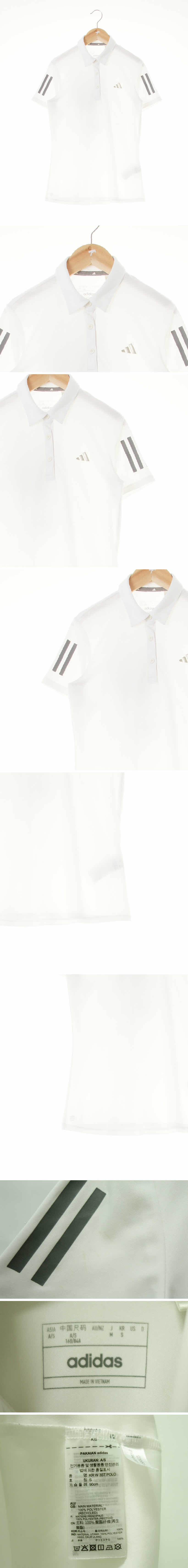 아디다스 소매삼선저지반팔카라티 아디다스 화이트 프린팅 소매삼선저지반팔카라티
