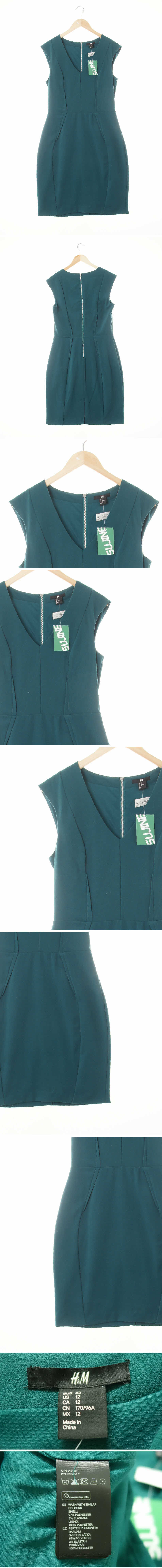 h&m 핀턱티어드민소매원피스 h&m 피코크그린 핀턱티어드민소매원피스