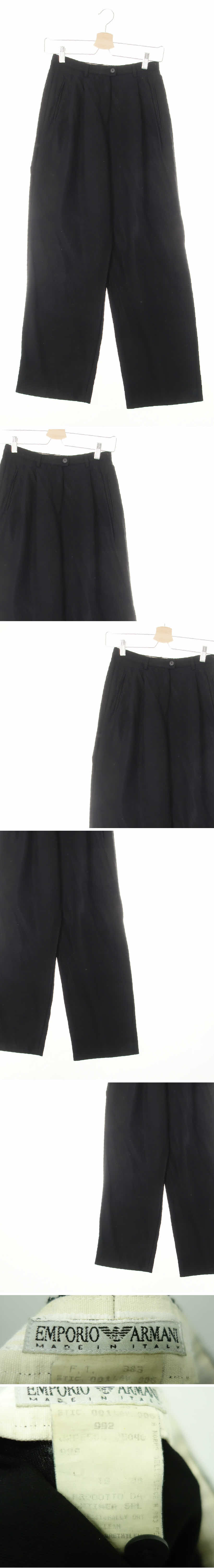 알마니 핀턱세미와이드슬랙스팬츠 알마니 블랙 울혼방 핀턱세미와이드슬랙스팬츠
