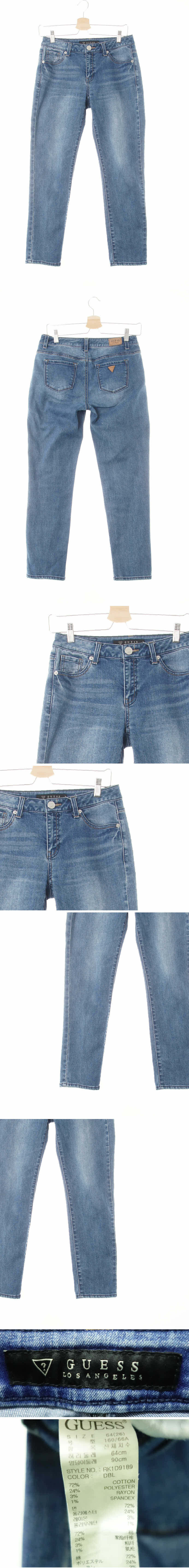 Guess 중청 데님 워시드로고버튼스키니진