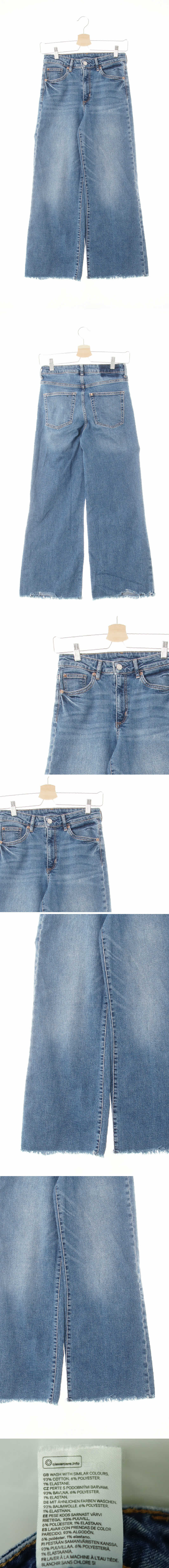 h&m 워싱와이드하이웨스트앵클컷팅진 h&m 중청 데님 워싱와이드하이웨스트앵클컷팅진