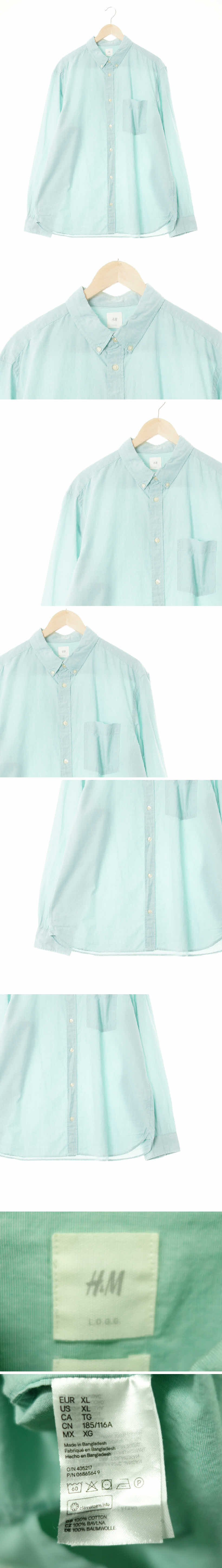 h&m 플래킷셔츠 h&m 아쿠아폼민트 면 플래킷셔츠