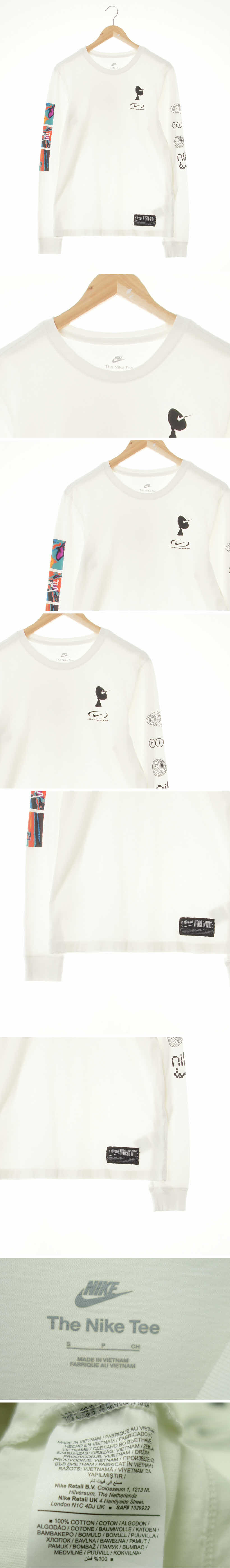 나이키 월드와이드로고긴팔티 나이키 화이트 면 월드와이드로고긴팔티