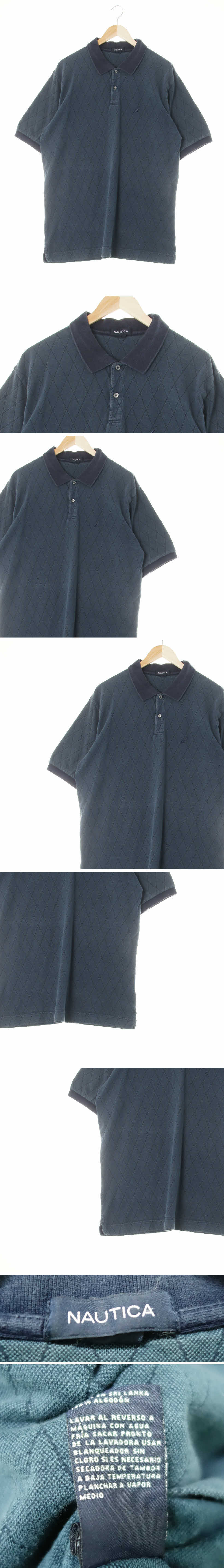 nautica 배색카라반팔티 nautica 네이비 다이아몬드패턴 면 배색카라반팔티
