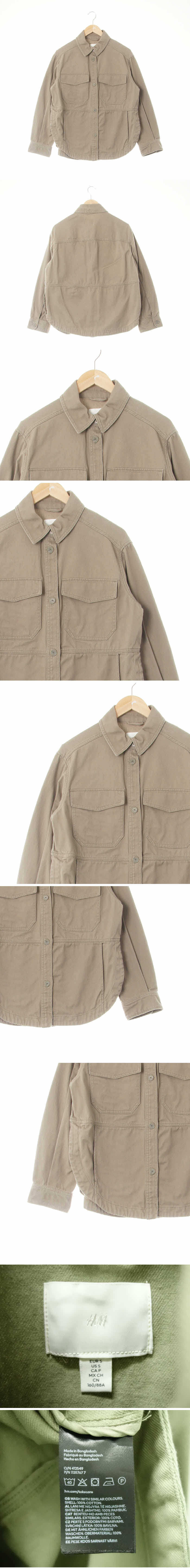 h&m 플랩포켓워싱재킷 h&m 베이지 면 플랩포켓워싱재킷