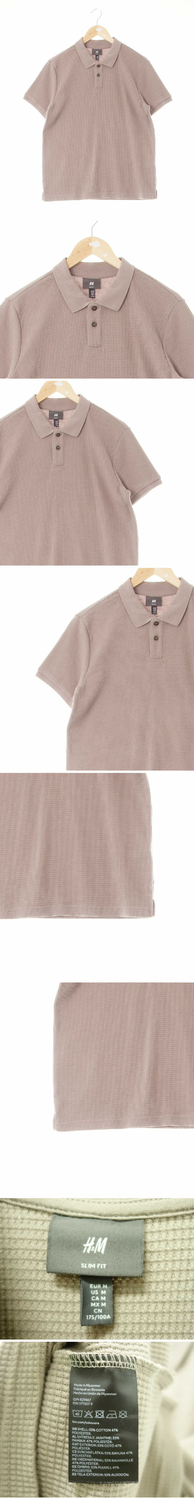 h&m 스몰와플반팔카라니트 h&m 모카브라운 면혼방 스몰와플반팔카라니트