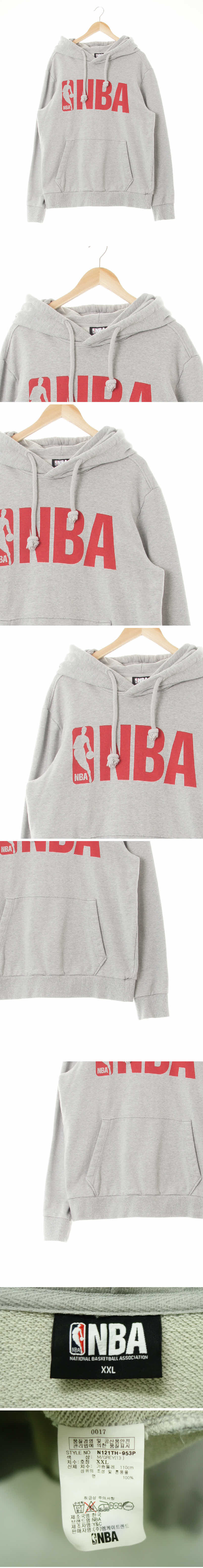 NBA 빅로고루즈후드티 NBA 멜란지그레이 프린팅 면 빅로고루즈후드티