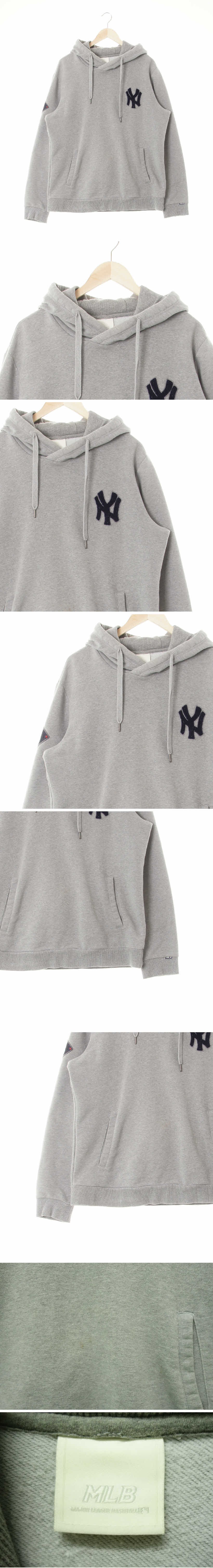 MLB 그레이 면혼방 NY부클패치후드티