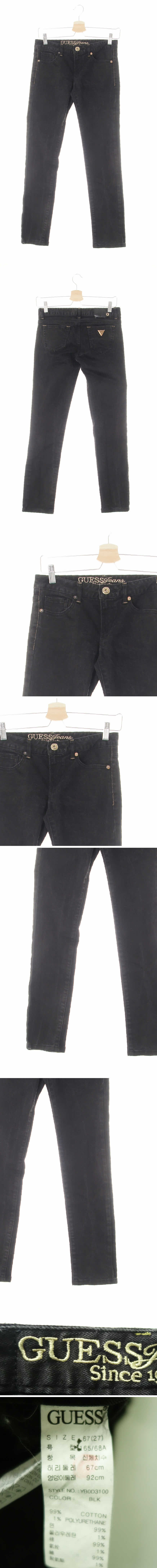 Guess 골드로고버튼스키니진 Guess 흑청 데님 골드로고버튼스키니진