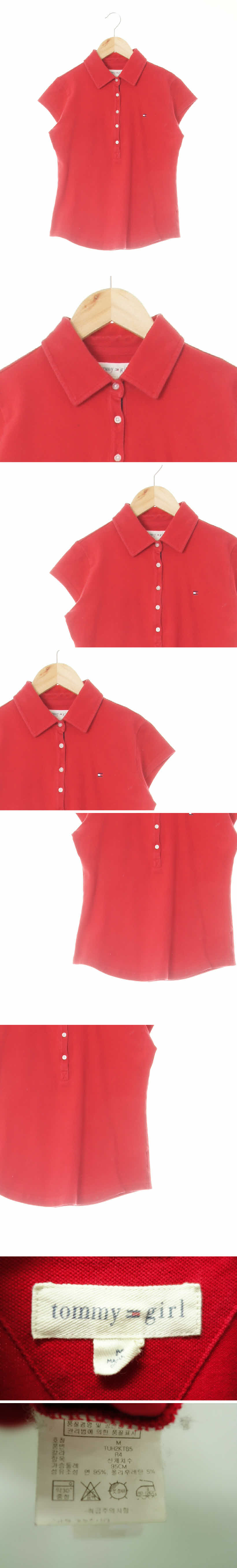 Tommygirl 미니로고캡소매폴로반팔티 Tommygirl 레드 면혼방 미니로고캡소매폴로반팔티