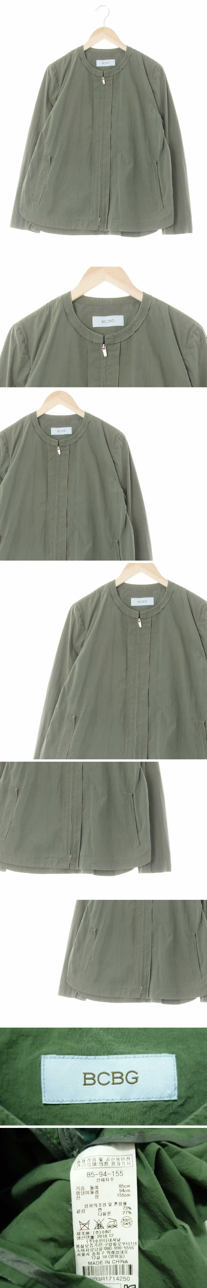 BCBG 트임라운드집업재킷 BCBG 빈티지카키 면혼방 트임라운드집업재킷