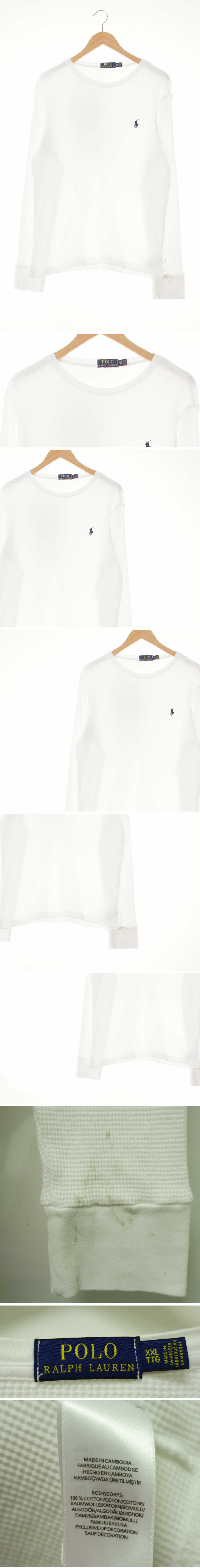 폴로랄프로렌 네이비로고라운드와플긴팔티 폴로랄프로렌 화이트 면 네이비로고라운드와플긴팔티
