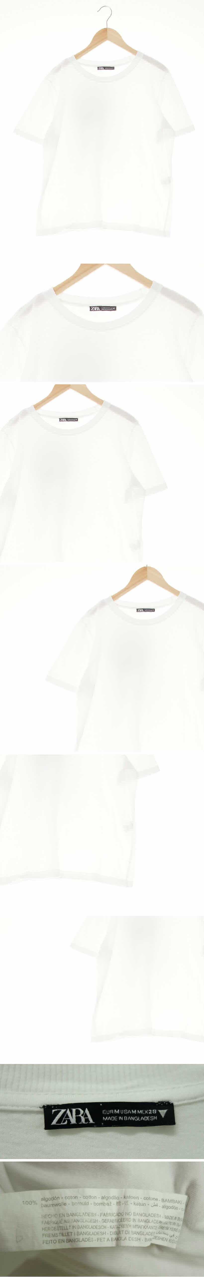 자라 크루넥라운드반팔티 자라 클린화이트 면 크루넥라운드반팔티