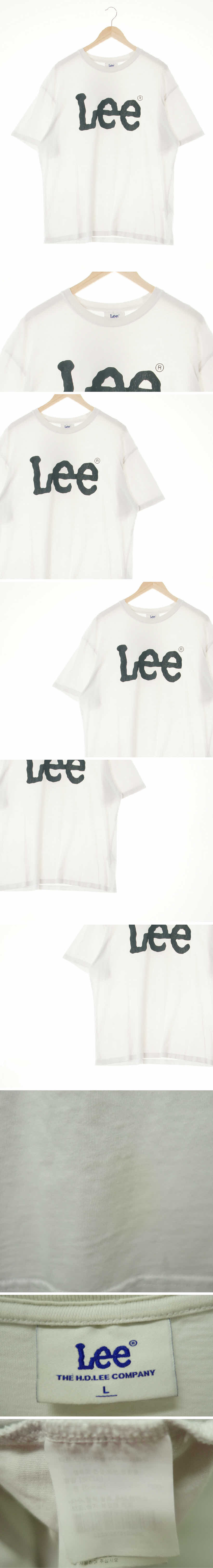 lee 빅로고오버핏라운드반팔티 lee 화이트 면 빅로고오버핏라운드반팔티