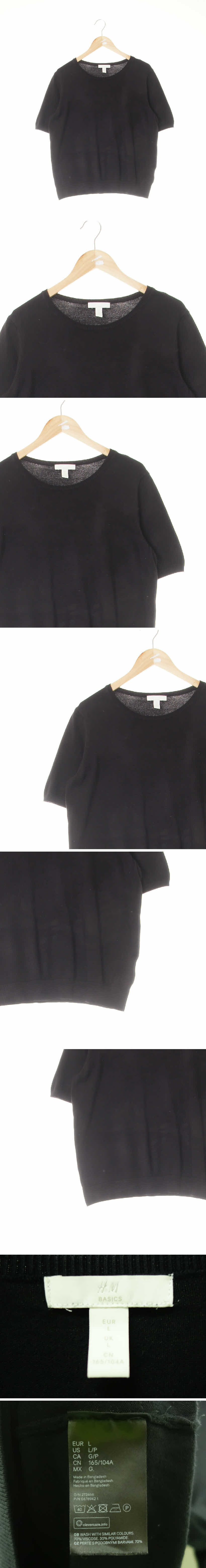 h&m 베이직반팔시보리니트 h&m 블랙 베이직반팔시보리니트