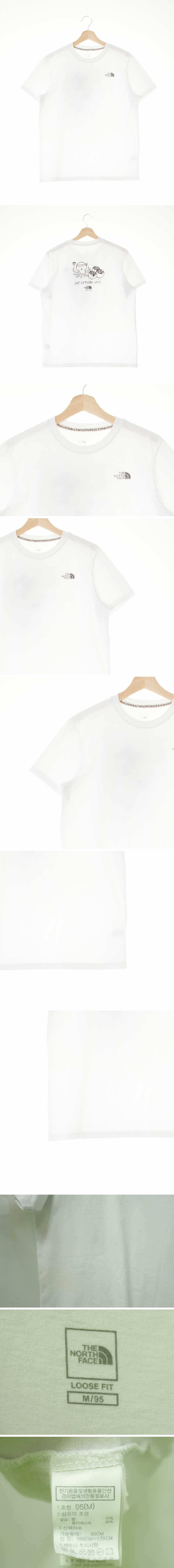 노스페이스 오사카타코야키크루넥반팔티 노스페이스 화이트 프린팅 면혼방 오사카타코야키크루넥반팔티