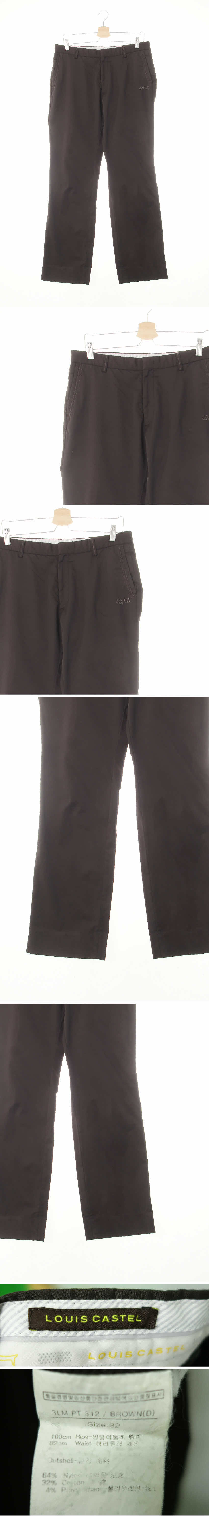 루이까스텔 다크머드브라운 면혼방 레터링로고골프팬츠