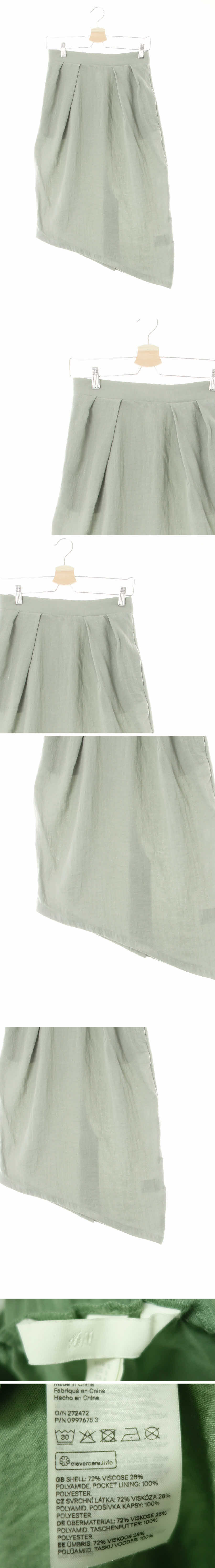 h&m 핀턱사선언발스커트 h&m 어게이트올리브그린 비스코스혼방 핀턱사선언발스커트