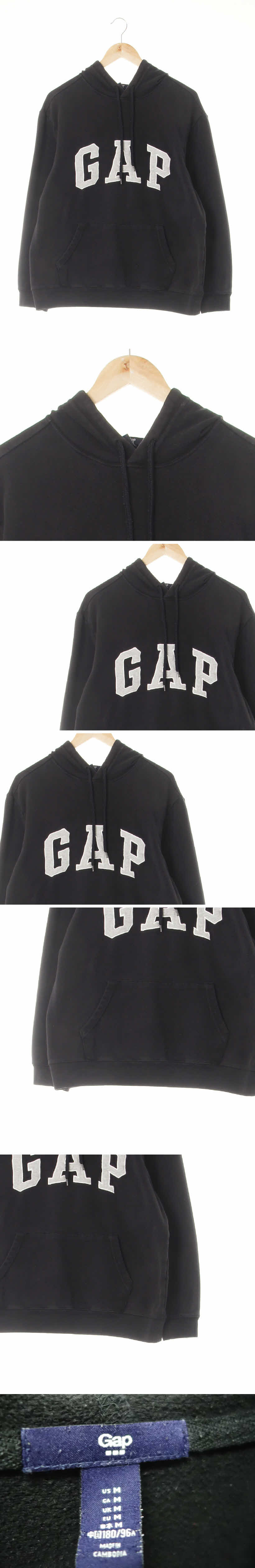 gap 배색빅로고후드티 gap 블랙 면혼방 배색빅로고후드티