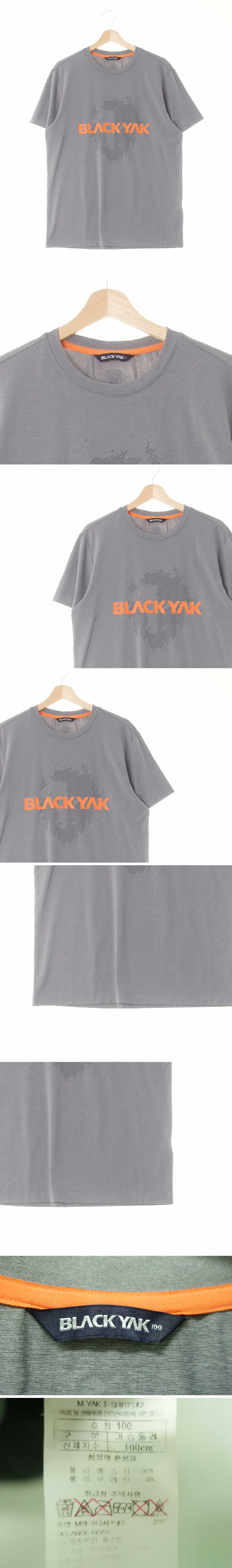 블랙야크 중앙빅로고기능성등산반팔티 블랙야크 미디움실버그레이 프린팅 중앙빅로고기능성등산반팔티