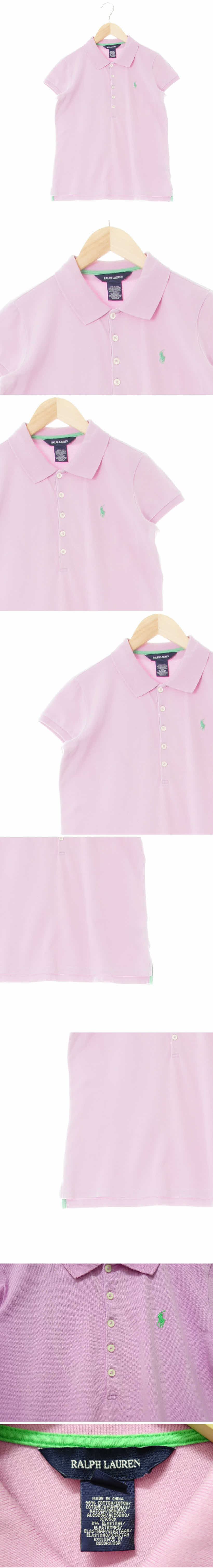 랄프로렌 자수포니반팔카라티 랄프로렌 라벤더퍼플 면혼방 자수포니반팔카라티