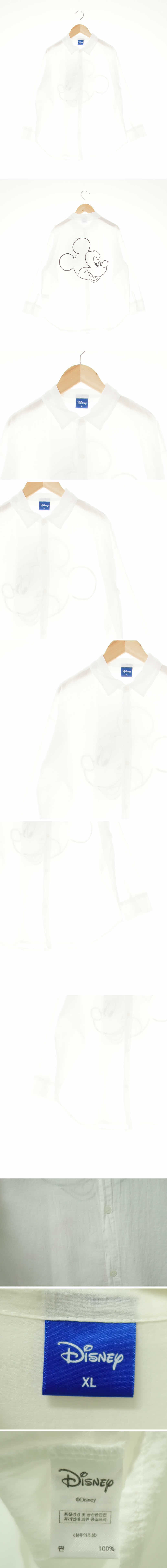 디즈니 라인미키마우스루즈셔츠 디즈니 화이트 시스루 면 라인미키마우스루즈셔츠