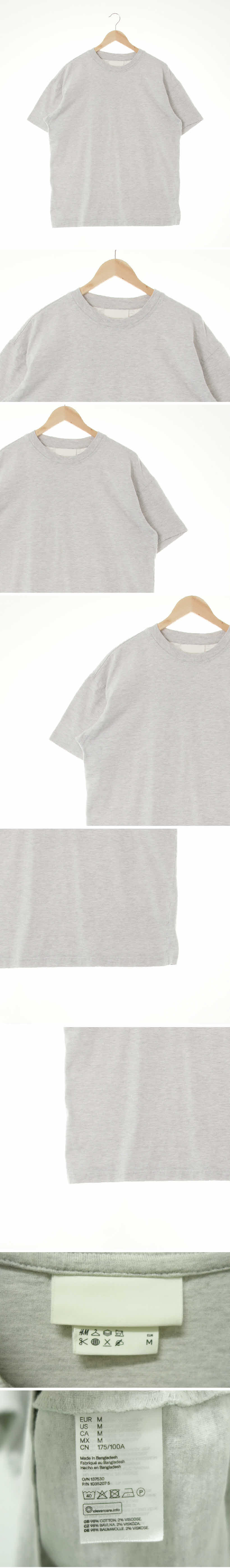 h&m 크루넥반팔티 h&m 멜란지화이트 면혼방 크루넥반팔티