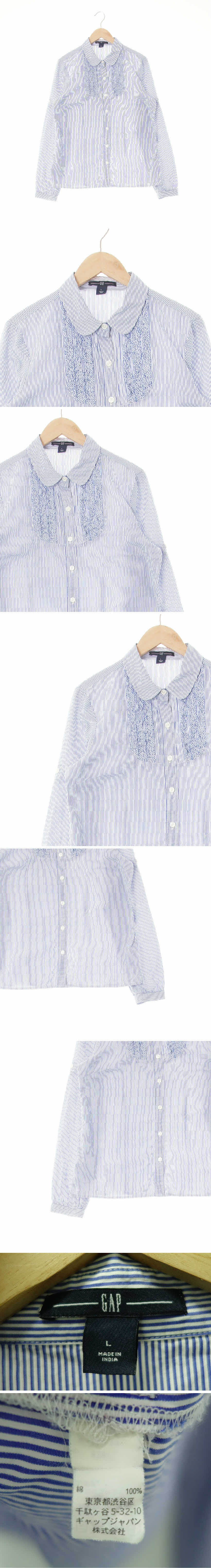 gap 라운드카라프릴셔츠 gap 블루 스트라이프 면 라운드카라프릴셔츠