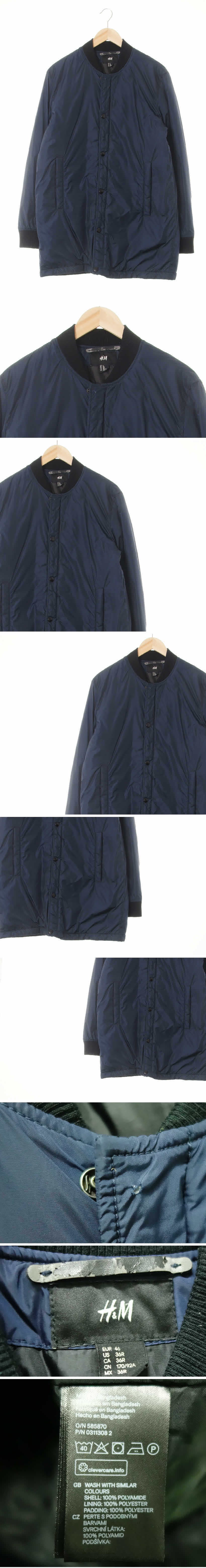 H&M 네이비 시보리노카라롱패딩집업점퍼