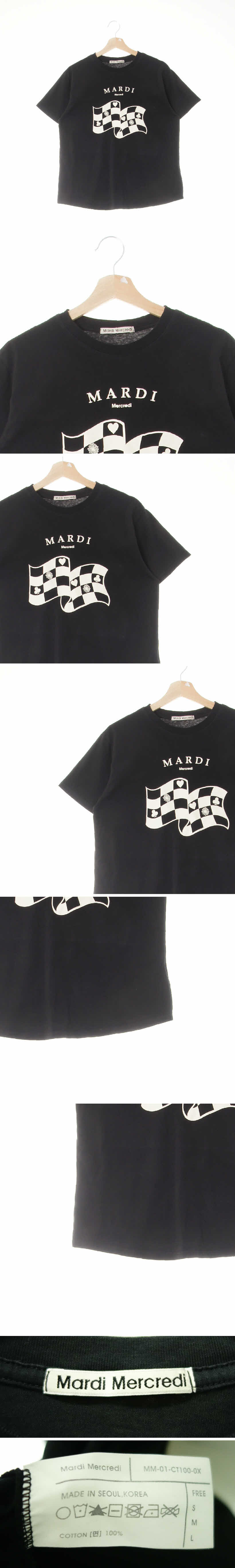 mardi mercredi 하트클로버텍스트반팔티 mardi mercredi 블랙 프린팅 면 하트클로버텍스트반팔티