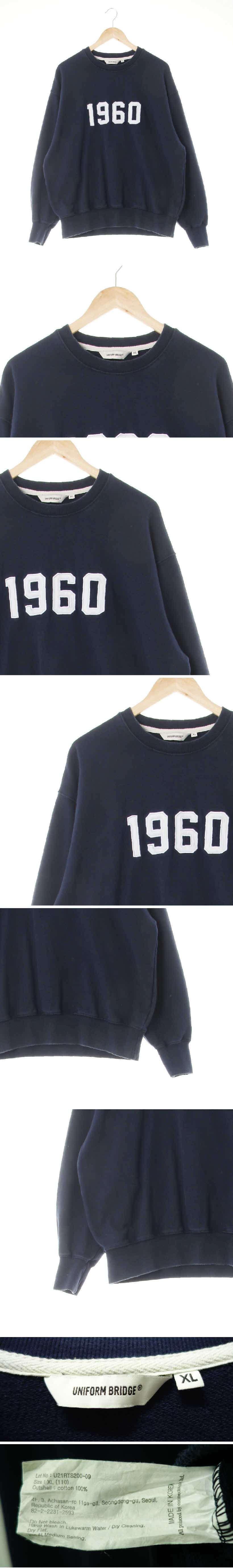 유니폼브릿지 1960패치워싱루즈맨투맨 유니폼브릿지 네이비 면 1960패치워싱루즈맨투맨