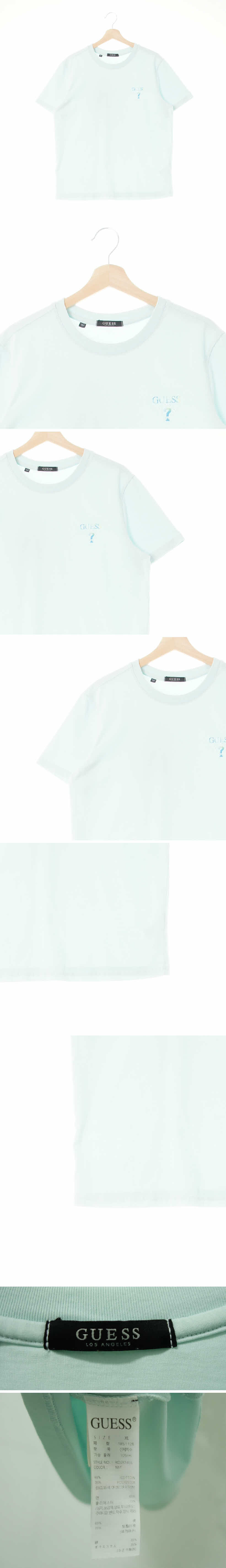 게스 그라데이션엠보로고반팔티 게스 라이트파스텔블루 프린팅 면혼방 그라데이션엠보로고반팔티