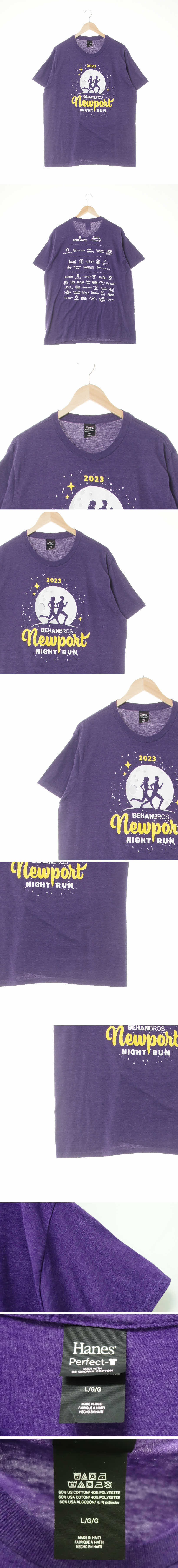 hanes 2023나이트런반팔티 hanes 퍼플 프린팅 면혼방 2023나이트런반팔티