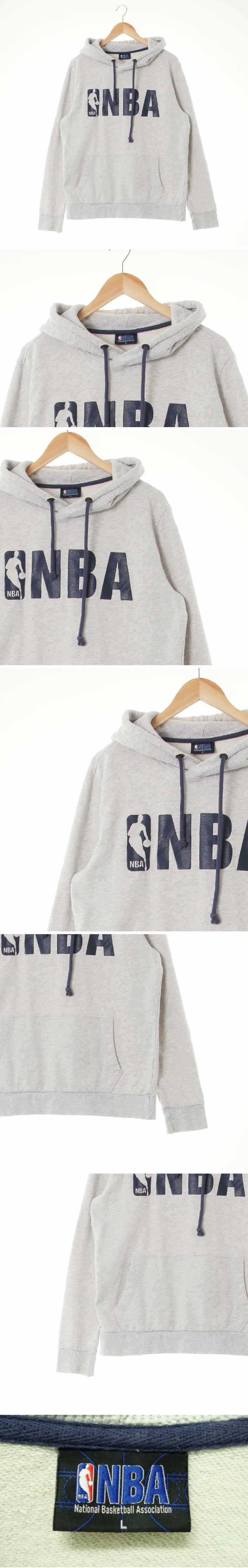 NBA 빅레터링로고후드티 NBA 멜란지화이트 프린팅 면혼방 빅레터링로고후드티
