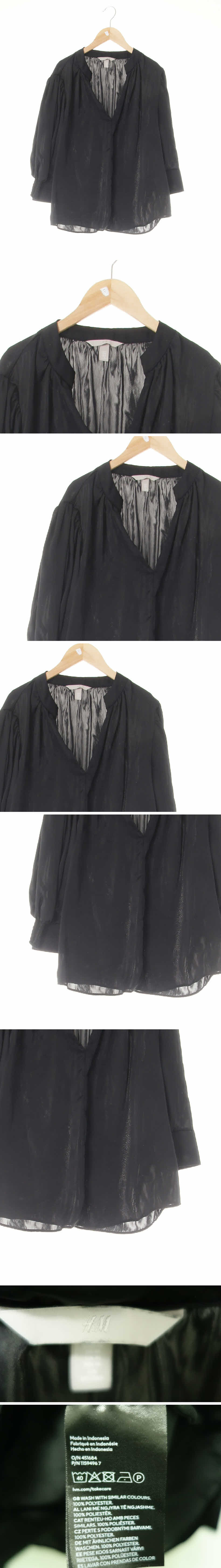 h&m 절개라인브이넥셔링블라우스 h&m 블랙 절개라인브이넥셔링블라우스