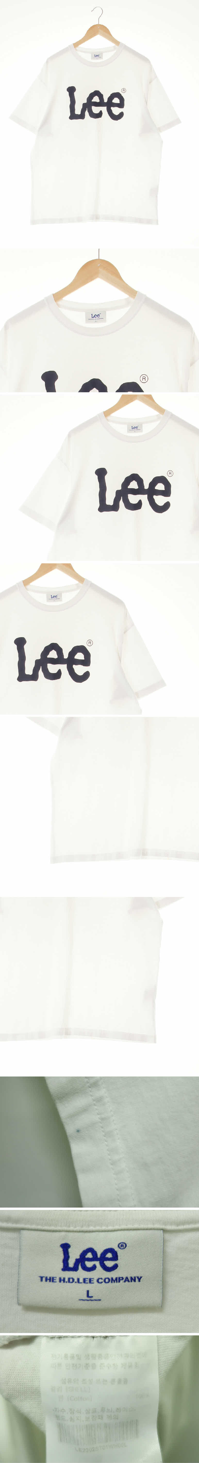 Lee 빅중앙로고반팔티 Lee 화이트 프린팅 면 빅중앙로고반팔티