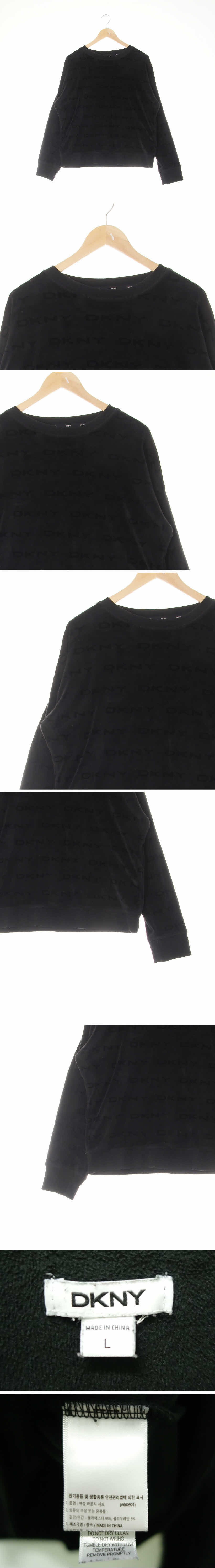 dkny 블랙 알파벳로고패턴 번아웃레터링루즈벨로아맨투맨