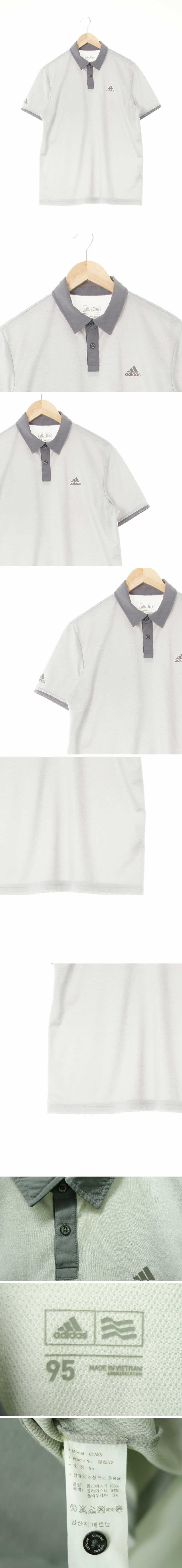 아디다스 로고배색반팔카라티 아디다스 그레이 프린팅 로고배색반팔카라티