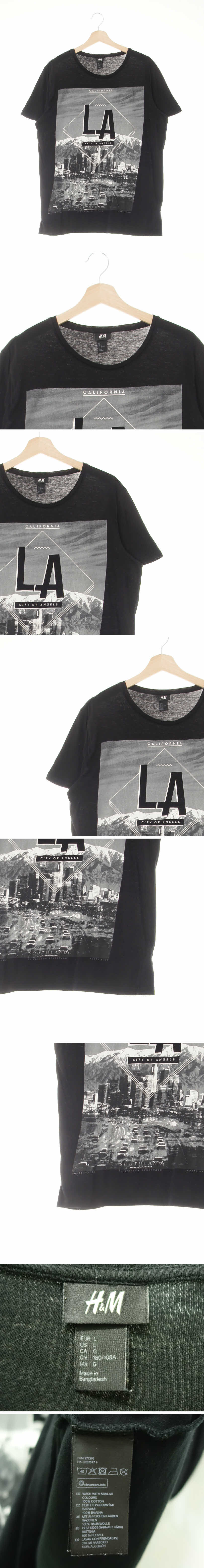 h&m 캘리포니아픽처반팔티 h&m 블랙 프린팅 면 캘리포니아픽처반팔티